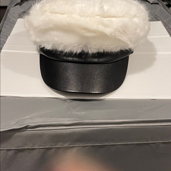 BCBGMaxAzria Black and White Faux Fur Cap - Picture 4 of 6